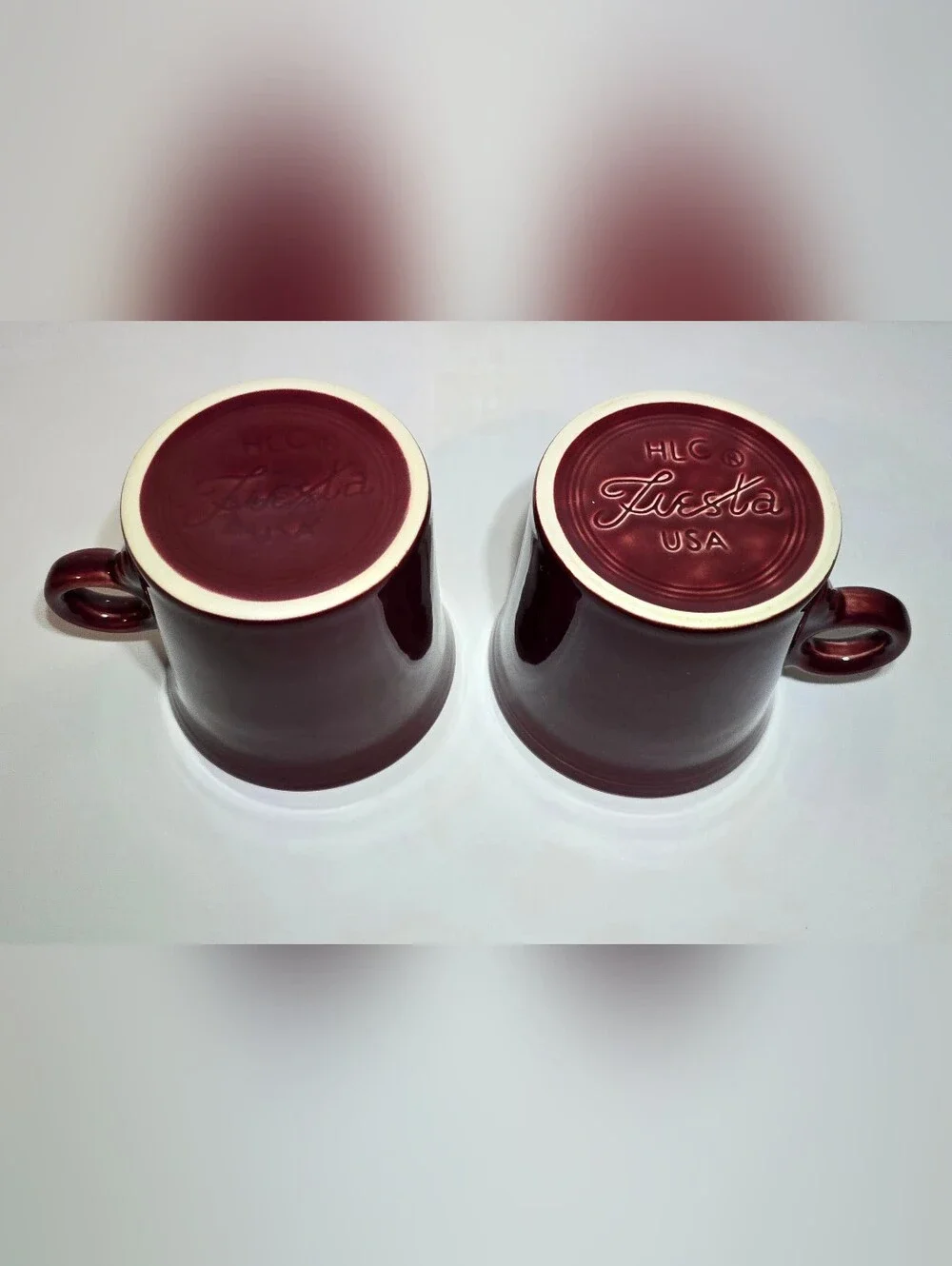 HLC Fiesta Cinnabar O-Ring Mug Set of 4 Retired Ceramic Fiestaware Cups